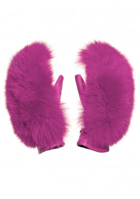 Dámske rukavice Goldbergh HANDO mittens real fox fur WOW PINK